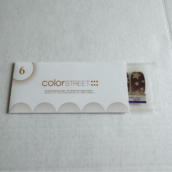 *Exclusive* Color Street: Starlit Soirée | Gold Burgundy Stars Glitter Gradient - Picture 3 of 9